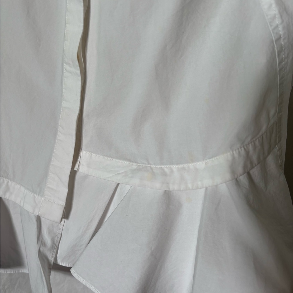 White Poplin Cotton Tank with Ruffled Hem. - Picture 4 of 7